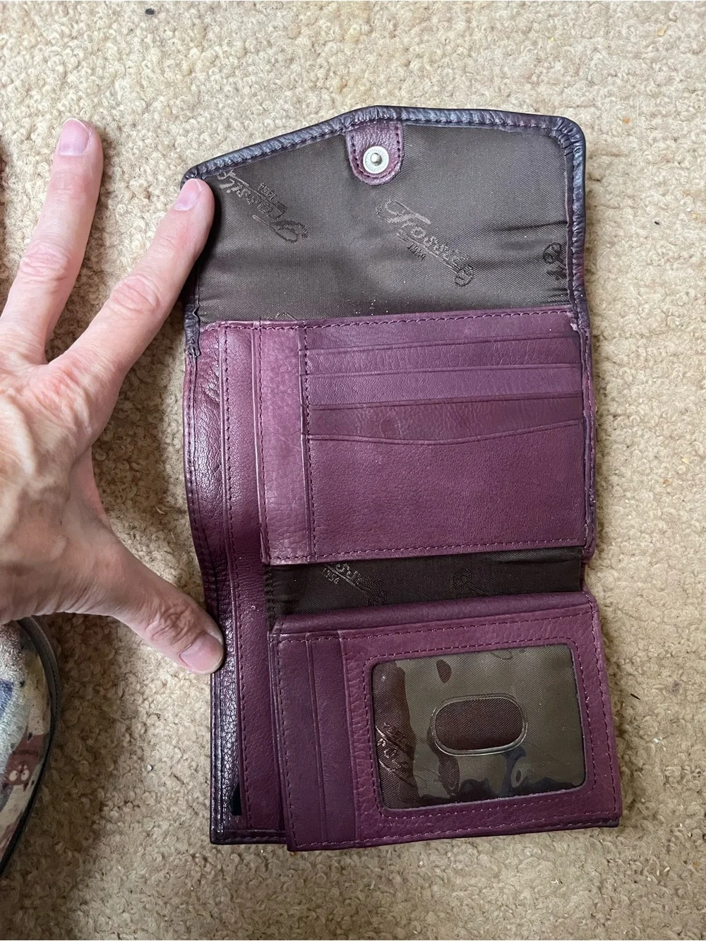 Fossil Women's Leather Wallet - Plum/Burgundy